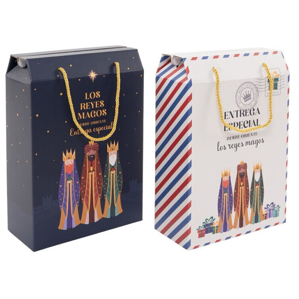 Boîte cadeau de 35 x 24 x 11 cm des Rois Mages de l'Orient avec poignées - 1 unité