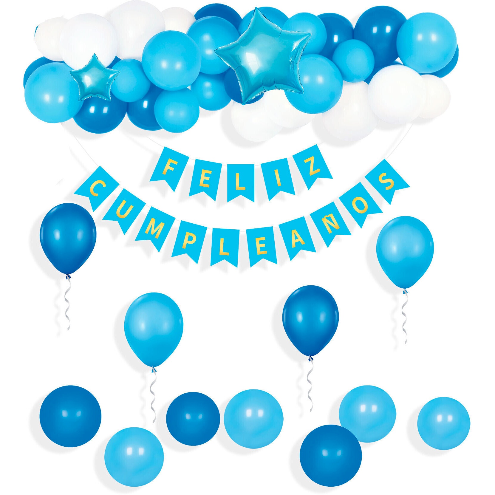 Guirlande de ballons et fanions Joyeux Anniversaire - 42 unités