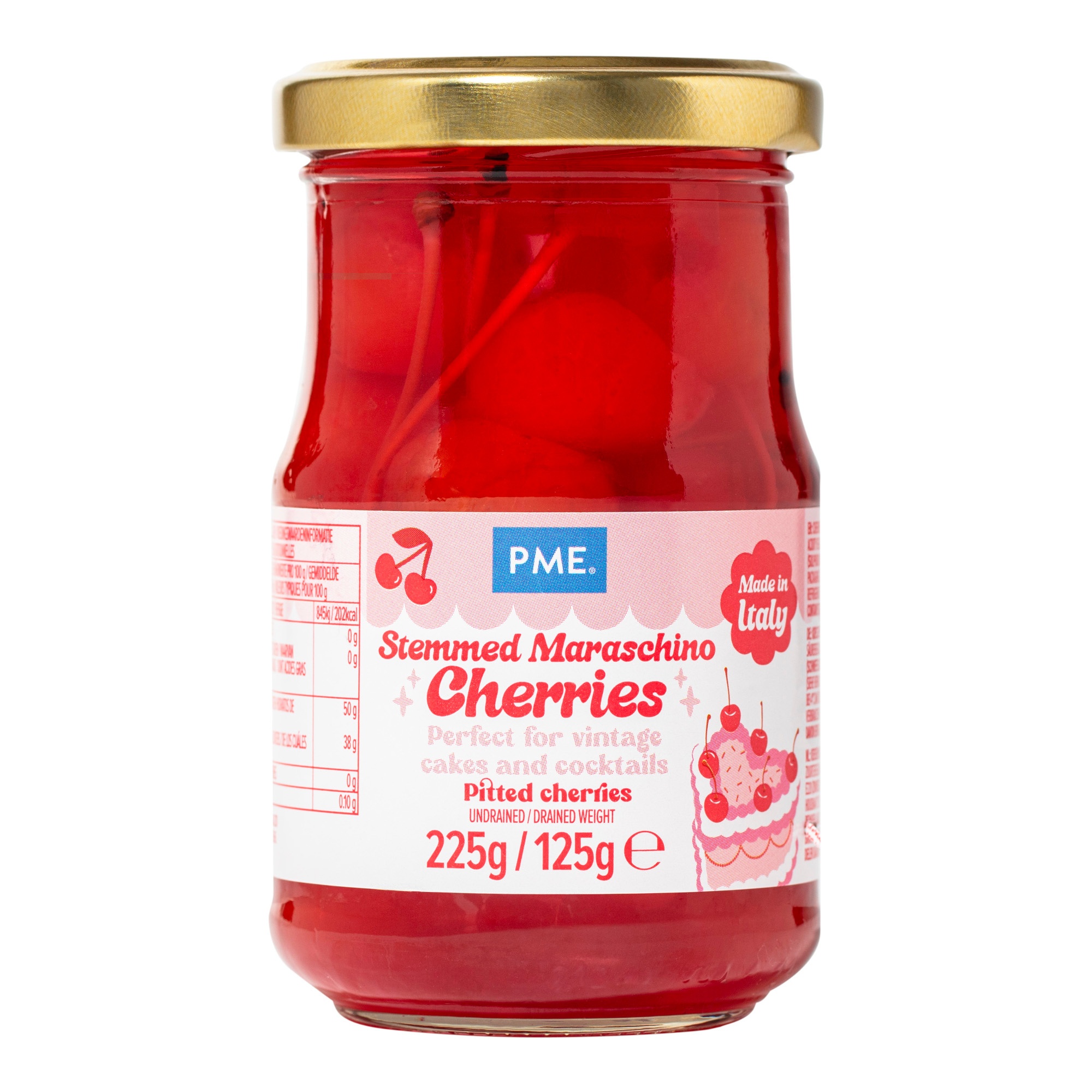 Cerises Maraschino rouges avec queue de 225 g