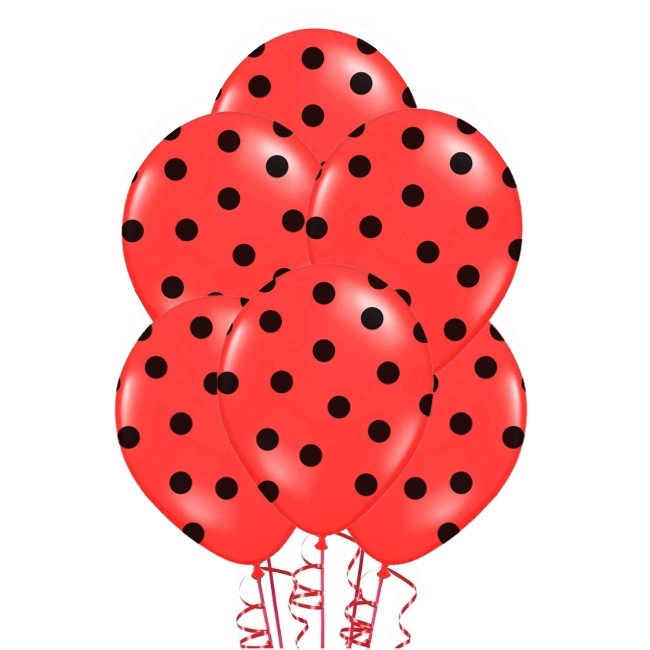 Ballons en latex à pois noirs 30 cm - PartyDeco - 50 pcs.