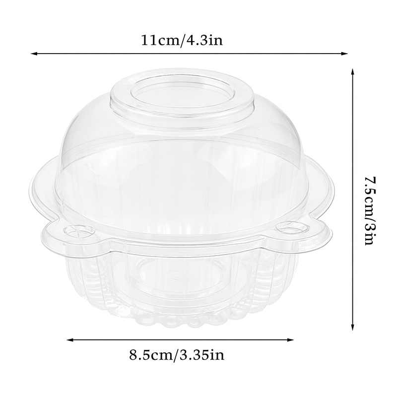 Capsule pour cupcake en plastique avec couvercle, 11 x 8,5 x 7,5 cm - 100 unités - 2