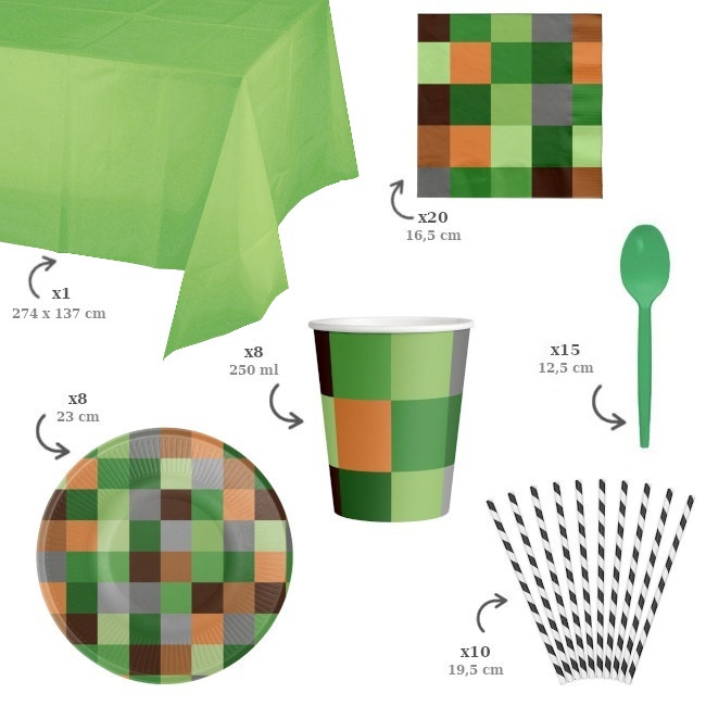 Pack pour fête Minecraft - 8 personnes - 2