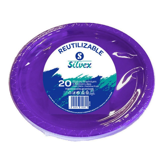 Assiettes en plastique colorées de 17 cm - 20 unités