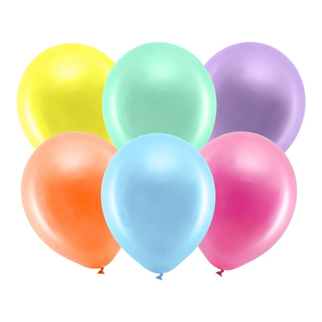Ballons en latex de 30 cm métallisés Rainbow - PartyDeco - 10 unités