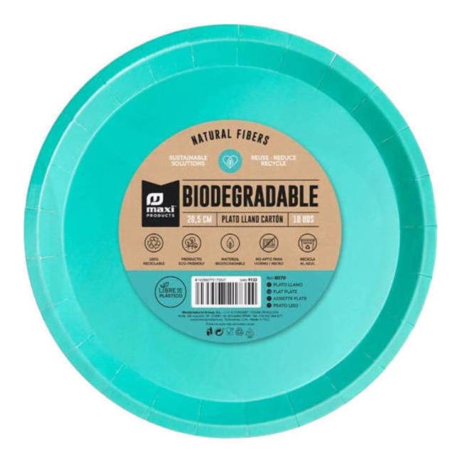 Assiettes en carton de 20,5 cm de couleur - 10 unités