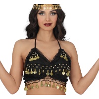 Top noir orné de pièces