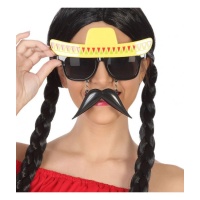 Lunettes noires avec chapeau et moustache mexicaine