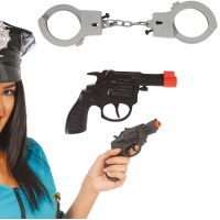 Pistolet et menottes de police - 22 cm