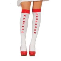 Chaussettes blanches avec petits noeuds rouges