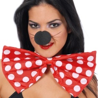Noeud papillon rouge à grands pois blancs - 34 cm