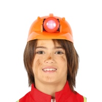 Casque d'ouvrier orange avec lumière pour enfants - 50 cm
