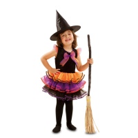 Déguisement de petite sorcière avec tutu multicolore pour fille