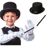 Ensemble de magicien pour enfant avec haut-de-forme, gants et baguette