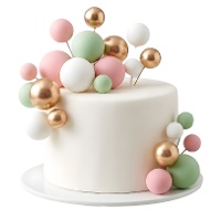 Topper pour gâteau - boules roses, vertes et dorées - 32 pièces