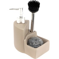 Distributeur de savon avec brosse et éponge en couleurs - 1 unité