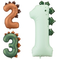Ballon chiffre Dinosaure de 92 cm - PartyDeco - 1 unité