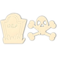 Chipboard de Pierre tombale et Crâne - Artis decor - 2 unités