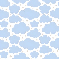 Tissu piqué de coton Nuages - Indigo
