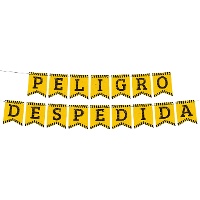 Guirlande « DANGER » jaune et noire pour enterrement de vie