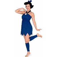 Déguisement de femme des cavernes bleu avec coiffe pour adulte