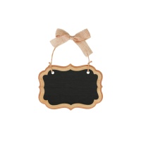 Tableau noir à suspendre mini avec bord en bois - 14 x 10 cm