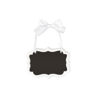 Tableau d'ardoise à suspendre mini avec bord blanc - 14 x 10 cm