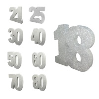 Centre de table numéro argenté avec paillettes