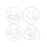 Masques d'Émoticônes à colorier - 12 unités