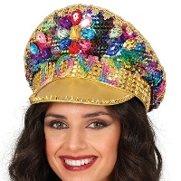 Casquette de police Love gold avec strass