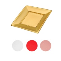 Assiettes carrées métalliques de 17 cm en plastique - 4 unités