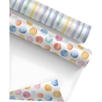 Papier cadeau à pois ou à rayures 2 x 0,70 m - 1 unité