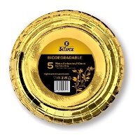 Assiettes de 25 cm en carton métallisé - 5 unités