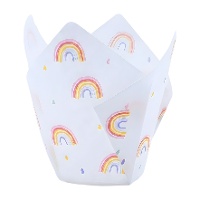 Capsules tulipe en papier pour muffins arc-en-ciel - PME - 24 unités