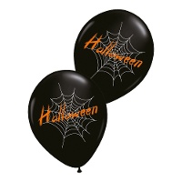 Ballons en latex d'Halloween avec toile d'araignée - 6 unités