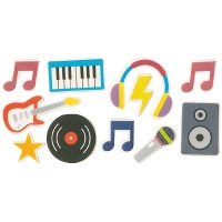 Décorations en sucre 2D pour cupcakes - thème Disco (9 pièces)