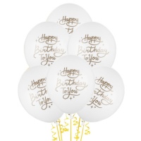 Ballons en latex Happy Birthday 30 cm - PartyDeco - 50 pcs.
