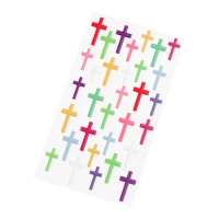 Autocollants 3D en forme de croix multicolores - 32 pièces