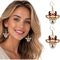 Boucles d'oreilles pendantes en forme de renne de Noël - 1 paire
