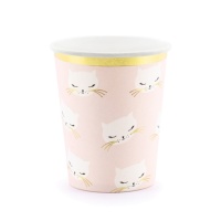 Verres roses avec des Chats de 200 ml - 6 unités
