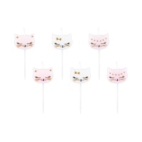 Bougies chats de 2,5 x 2 cm - 6 unités