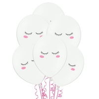 Ballons en latex blancs avec nuages de 30 cm - PartyDeco - 6 unités