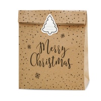 Enveloppes cadeau de 27 x 25 x 11 cm kraft Joyeux Noël à pois - 3 unités