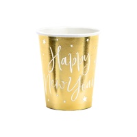 Gobelets dorés 'Happy New Year' de 220 ml - 6 unités
