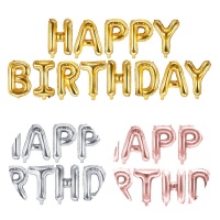 Ballons lettres Happy Birthday métallisés de 35 cm - PartyDeco