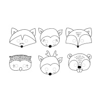 Masques à peindre d'Animaux de la Forêt - 6 unités
