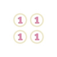 Étiquettes de numéro 1 rose avec adhésif - 4 unités