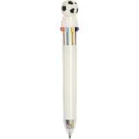 Stylo-bille 4 couleurs avec embout en forme de ballon de football