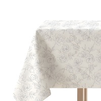 Nappe de 2,50 x 1,45 m en tissu à fleurs et feuilles