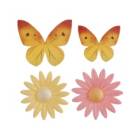 Feuilles en forme de papillons et fleurs - Dekora - 8 unités