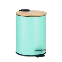 Poubelle de salle de bain de 3 L en couleurs avec couvercle en bambou